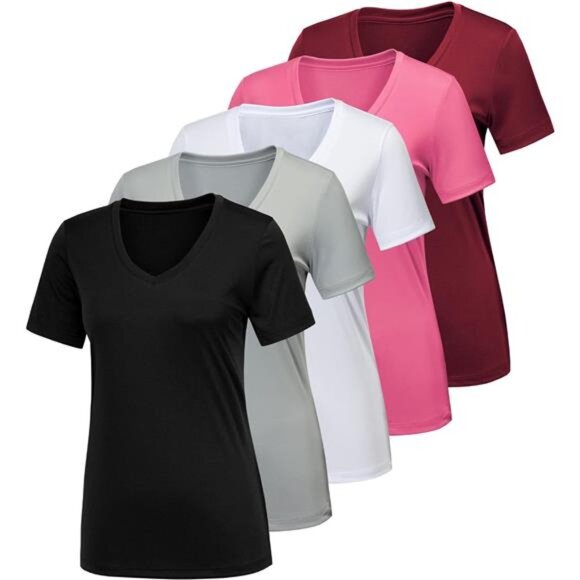 5/7 Pack Workout Shirts for Women, Moisture Wicking Quick Dry Active Athletic - Picture 1 of 7